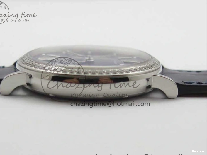 MIROTIME 0429 Portofino 37mm SS V7F 1:1 Best Edition Blue Dial Diamonds Bezel on Blue Leather Strap A Chic 7093